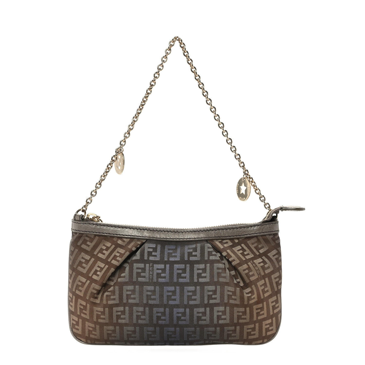 Fendi Zucchino Forever Pochette Brown Blue 1 of 7
