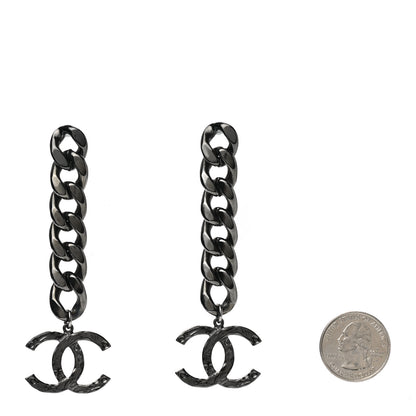 Chanel Metal CC Pick Drop Earrings Ruthenium 2 of 4