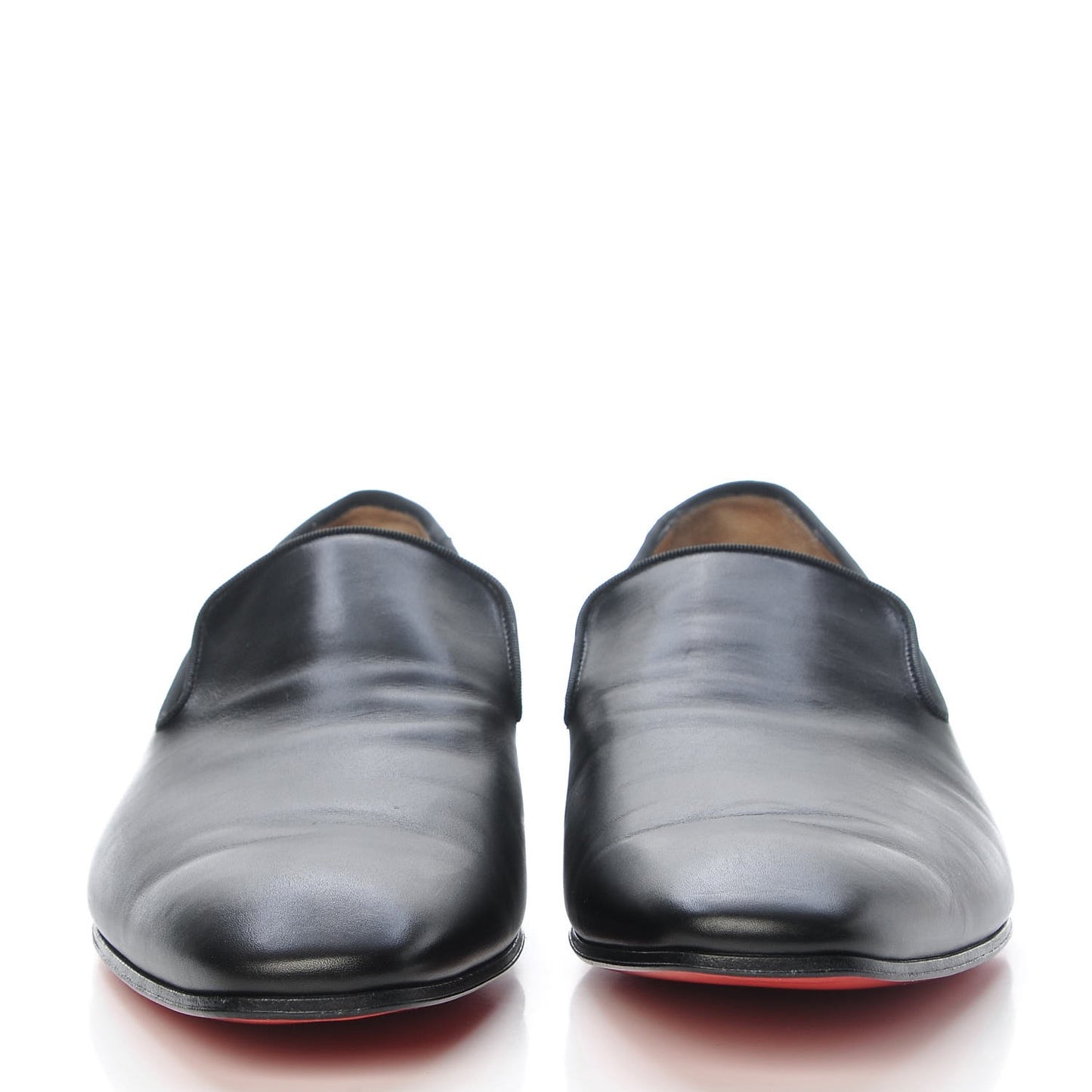 Mens Calfskin Brosse Dandelion Flat Loafers 45.5 Black