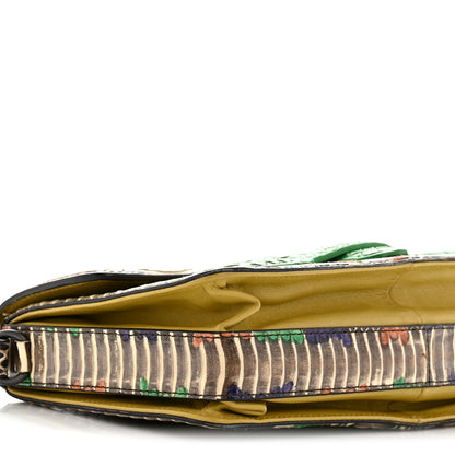 Bottega Veneta Lambskin Snakeskin Irish Madras Intrecciato Rialto Shoulder Bag Brown Green Multicolor 9 of 14