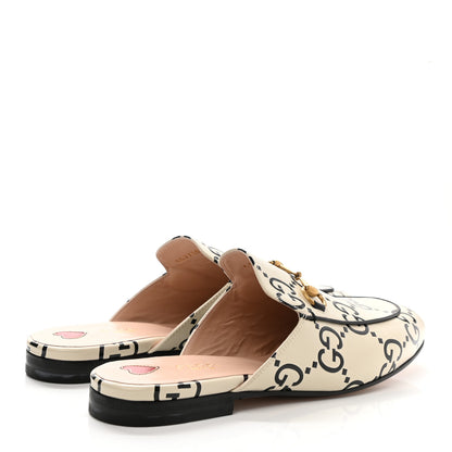 Gucci Azalea Calfskin GG Monogram Bi-Color Debossed Womens Princetown Slippers 40 Mystic White Black 4 of 9