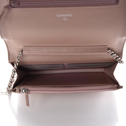 Chanel Goatskin Camellia Embossed Wallet On Chain WOC Light Pink 5 of 12