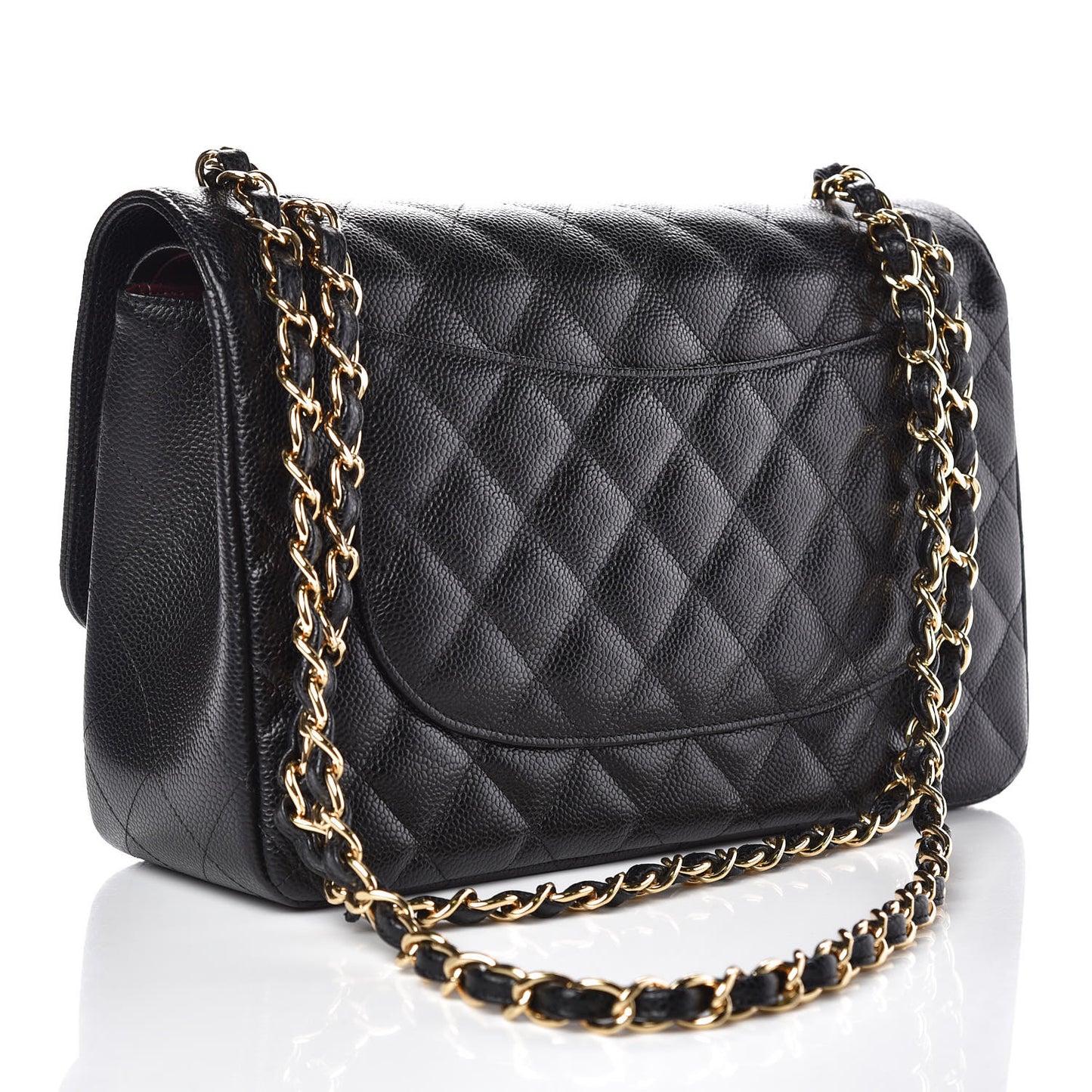 Caviar Quilted Jumbo Double Flap Black
