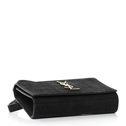 Saint Laurent Suede Crocodile Embossed Monogram Kate Belt Bag Black 4 of 9