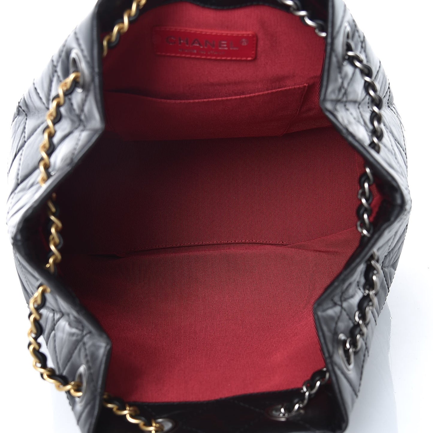 Aged Calfskin Quilted Gabrielle Backpack Black