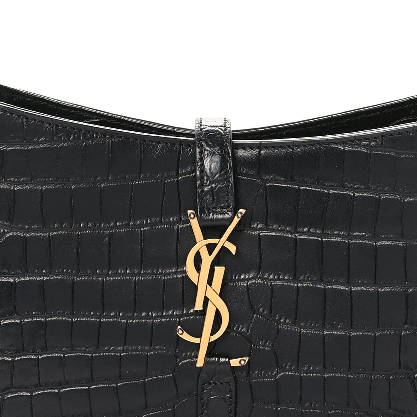 Calfskin Crocodile Embossed Le 5 A 7 Hobo Black