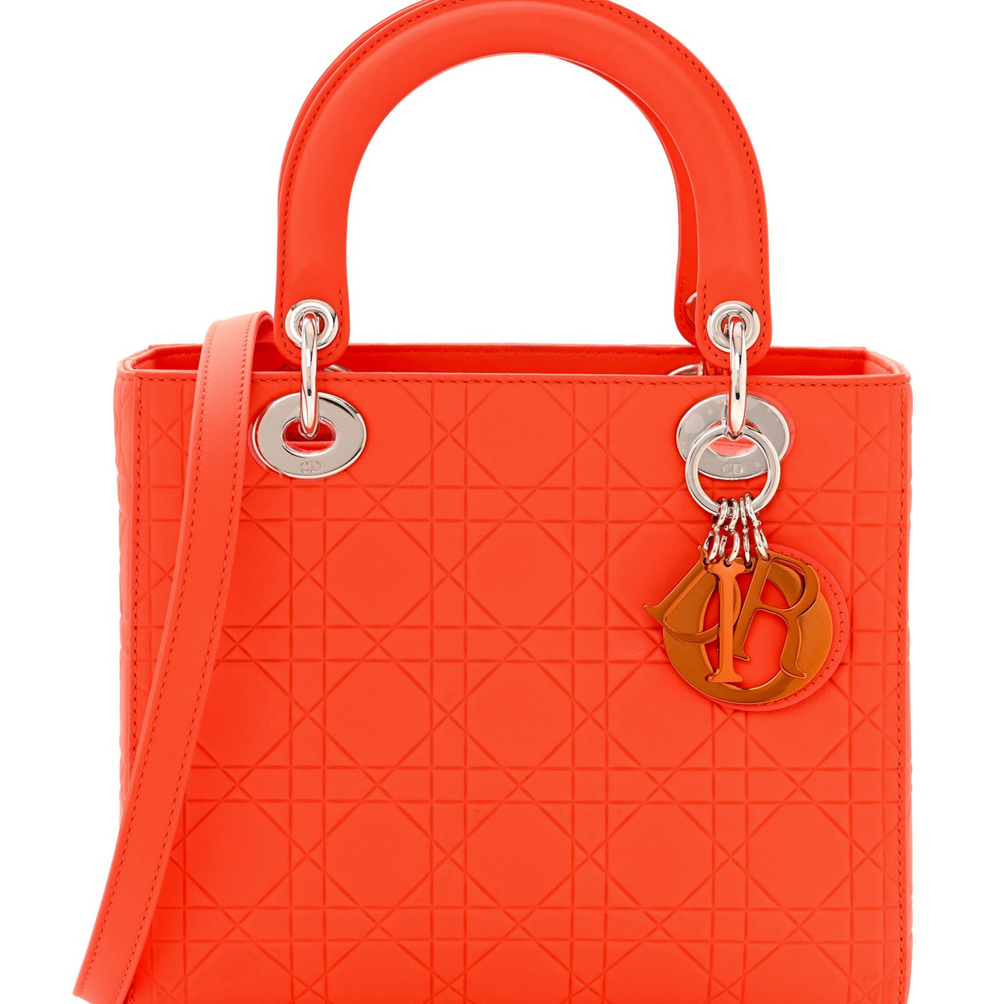 Ultra Matte Calfskin Cannage Medium Lady Dior Orange