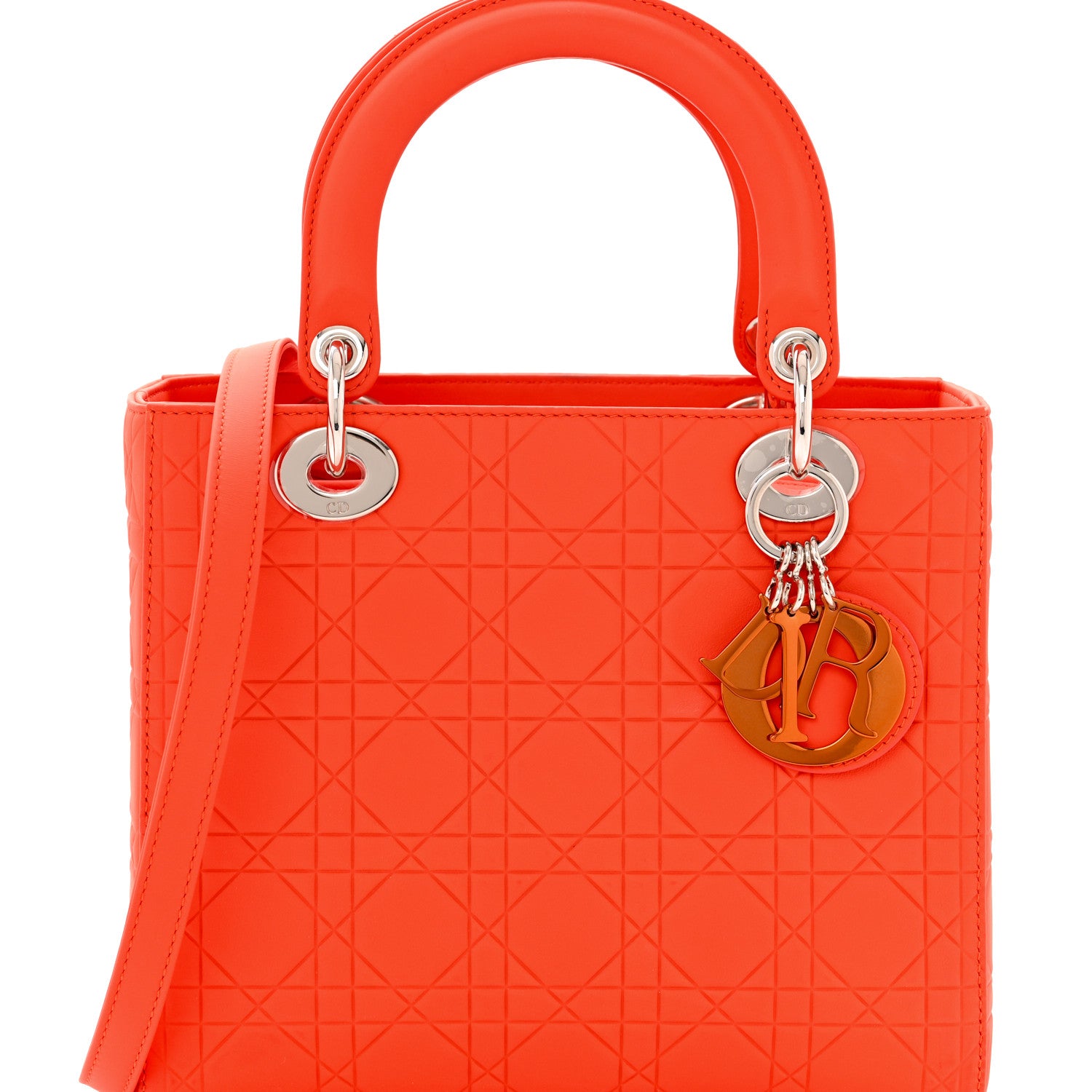 Christian Dior Ultra Matte Calfskin Cannage Medium Lady Dior Orange 8 of 13