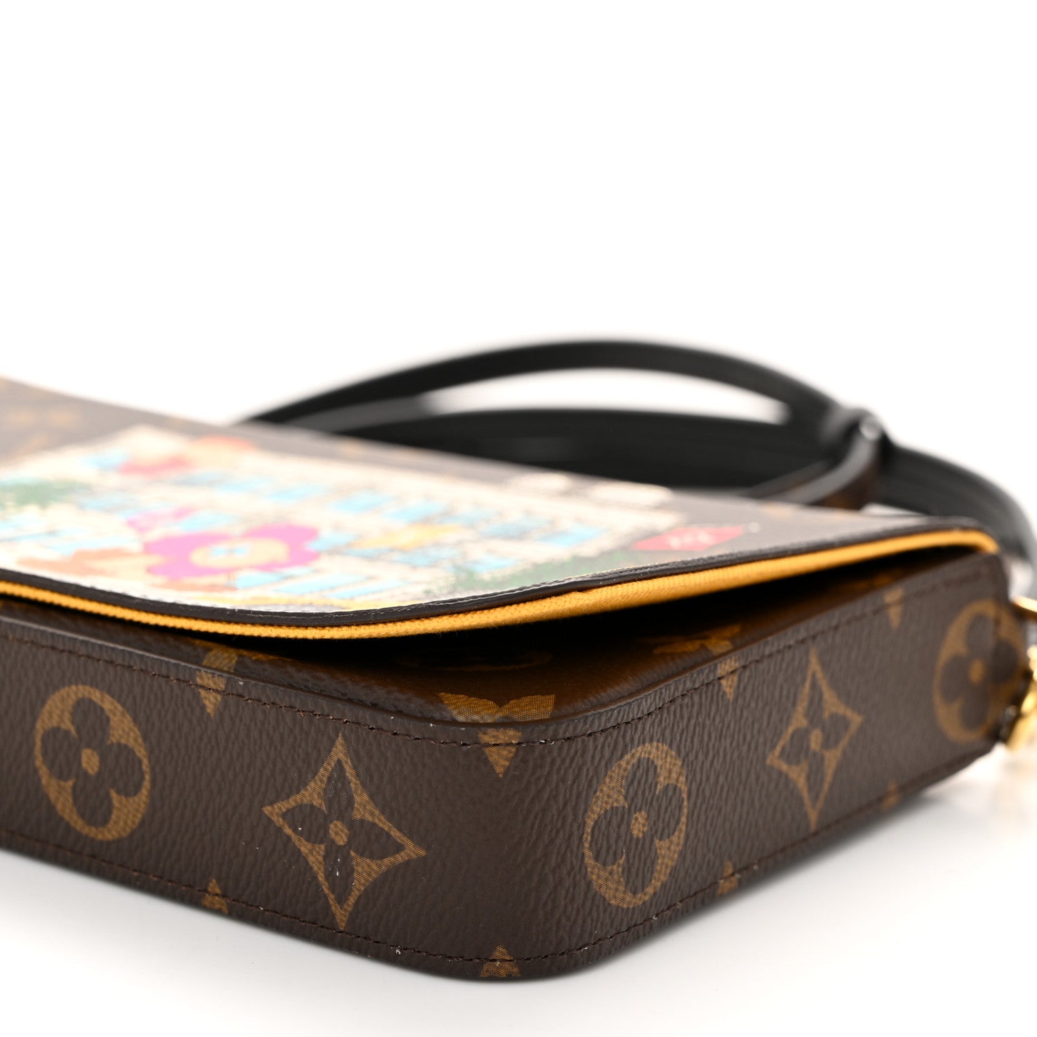 Louis Vuitton Monogram 2022 Christmas Animation New York Soho Pochette Felicie Chain Wallet Yellow 10 of 10