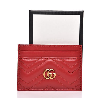 Gucci Calfskin Matelasse GG Marmont Card Holder Hibiscus Red 7 of 7