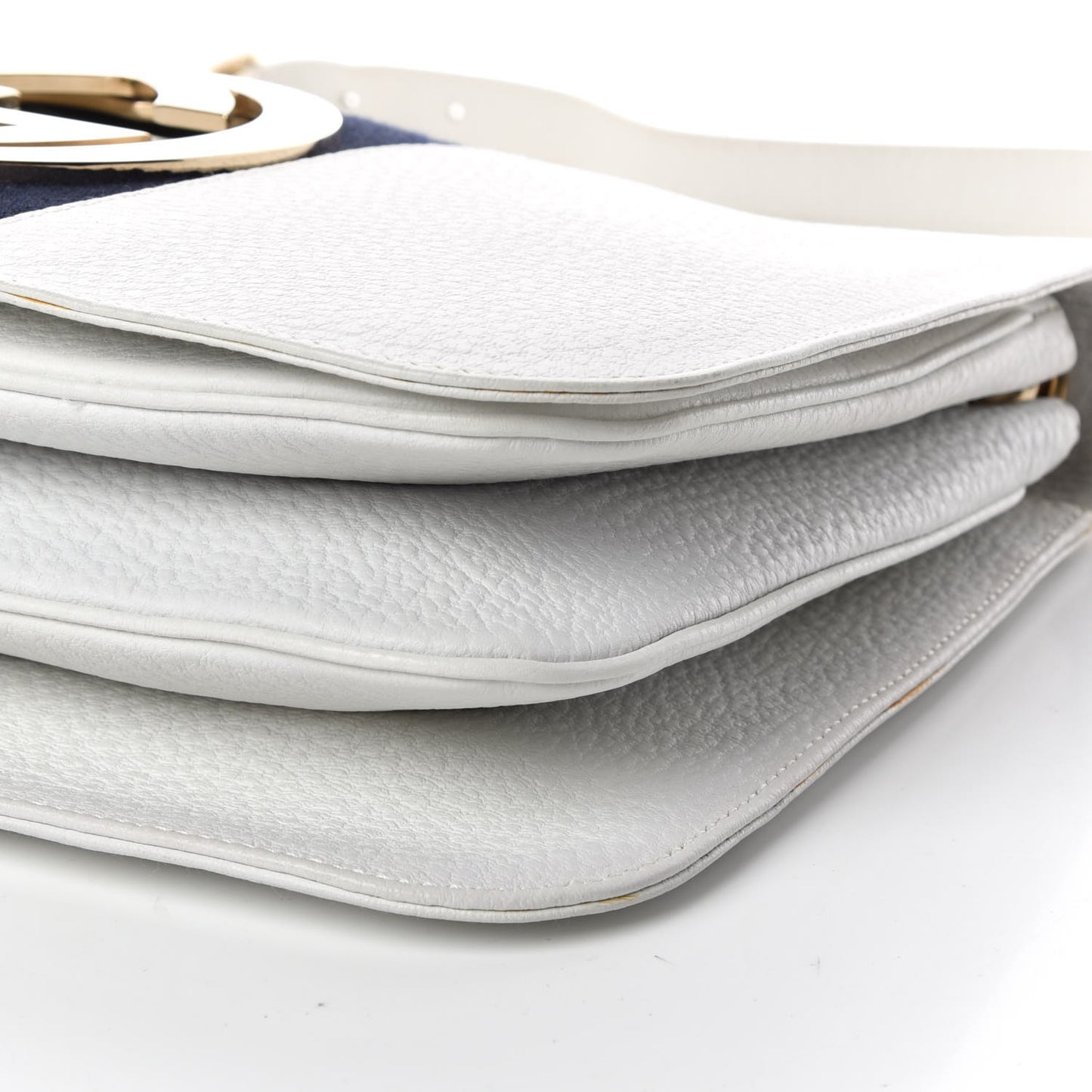 Pebbled Calfskin Web Blondie Flap White