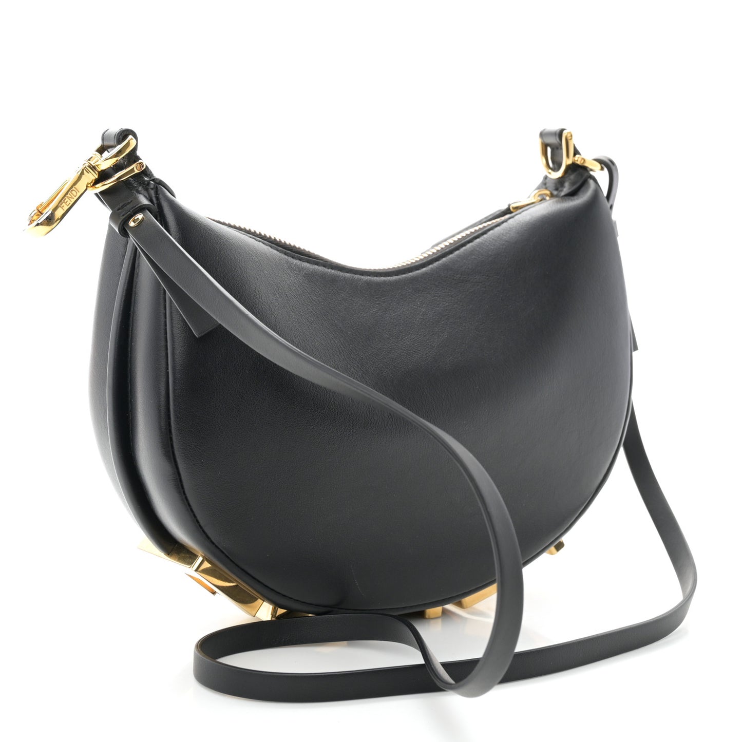 Vitello Grace Matte Mini Fendigraphy Hobo Bag Black