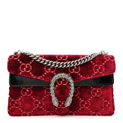 Gucci Velvet Skipper Crystal GG Monogram Small Dionysus Shoulder Bag Red Cipria Black Black Diamond 1 of 14
