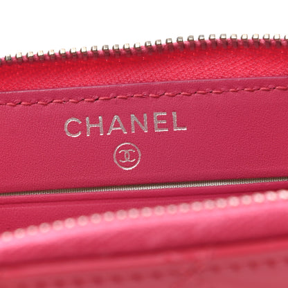 Chanel Patent Quilted Small Zip Around Wallet Pink 6 of 8