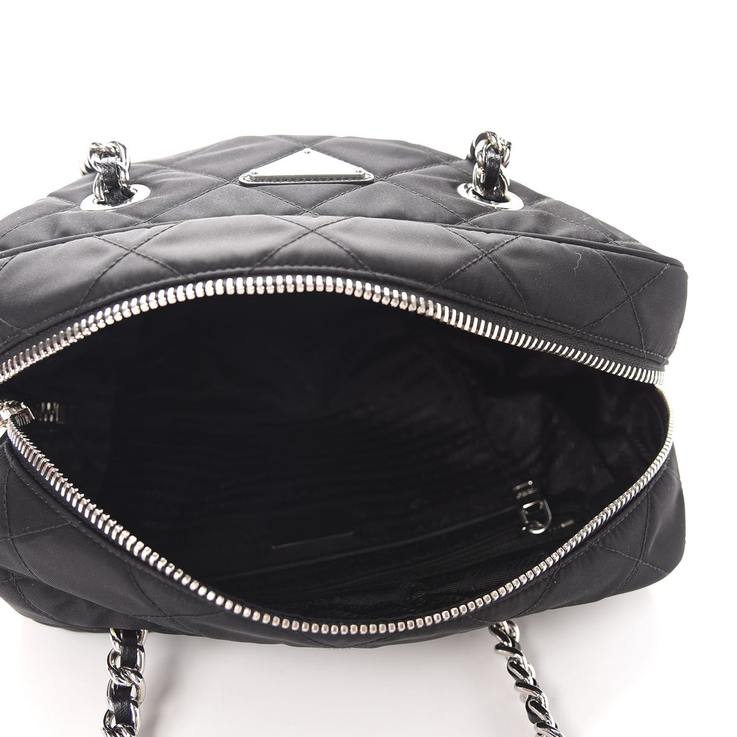 Nylon Tessuto Impuntu Quilted Shoulder Bag Black