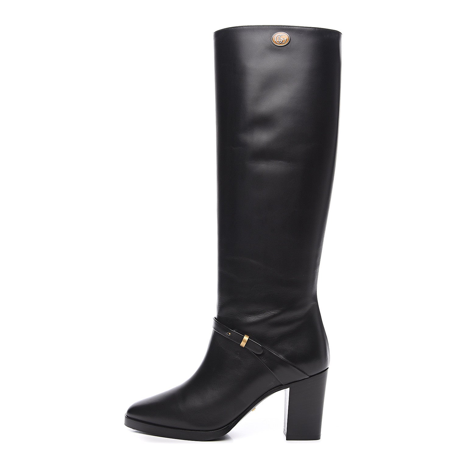 Gucci Calfskin Double GKnee High Boots 36.5 Black 1 of 9