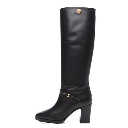 Gucci Calfskin Double GKnee High Boots 36.5 Black 1 of 9