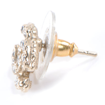 Chanel Crystal CC Pierced Earrings Gold 3 of 6