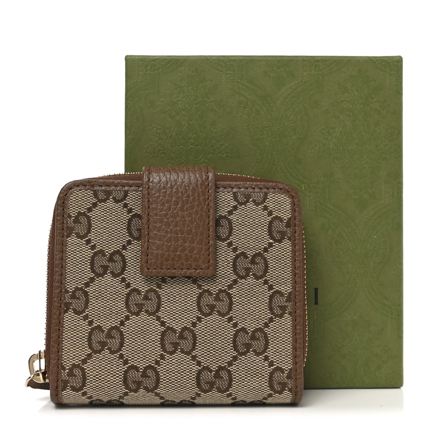 Gucci Monogram Dollar Calfskin Zip Around French Wallet Beige Ebony Tabacco 8 of 8
