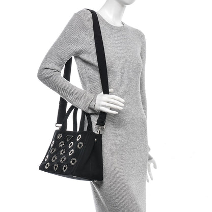 Prada Canvas Canapa Grommet Small Tote Nero Black 2 of 7