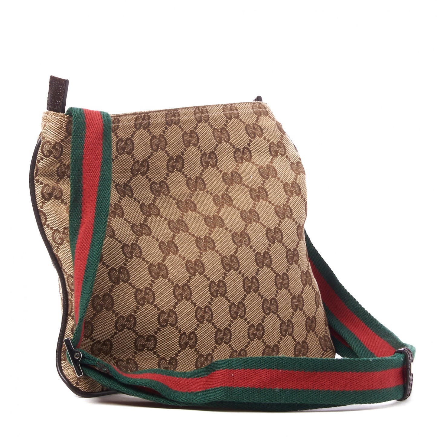 Monogram Web Small Flat Messenger Bag Brown