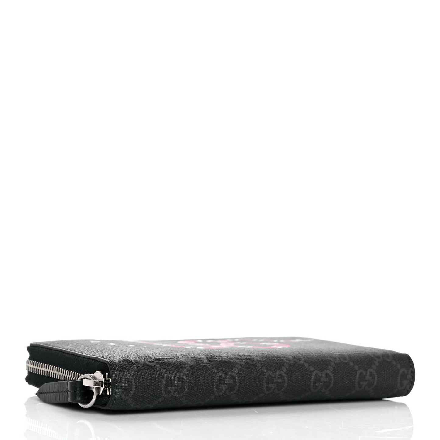 GG Supreme Monogram Kingsnake Zip Around Wallet Black Grey