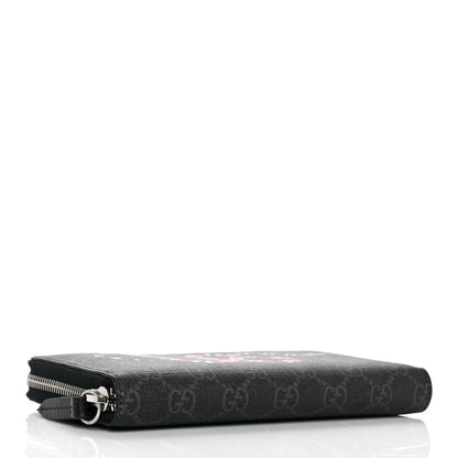 Gucci GG Supreme Monogram Kingsnake Zip Around Wallet Black Grey 4 of 8