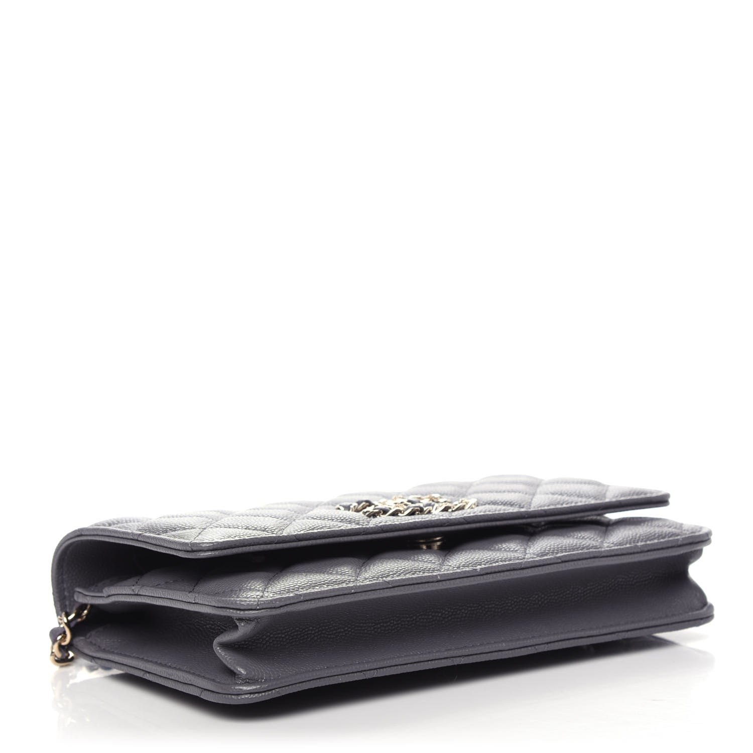 Chanel Caviar Quilted French New Wave Chain CC Wallet On Chain WOC Grey 4 of 10