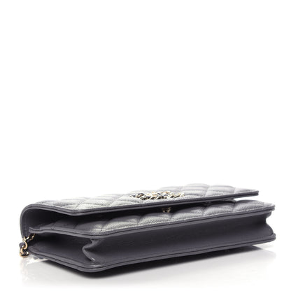 Chanel Caviar Quilted French New Wave Chain CC Wallet On Chain WOC Grey 4 of 10