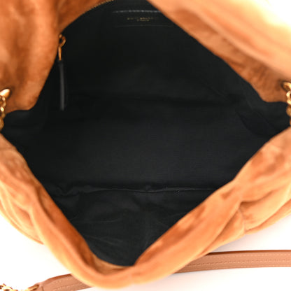 Saint Laurent Suede Calfskin Quilted Medium Loulou Puffer Monogram Chain Satchel Cinnamon 5 of 12