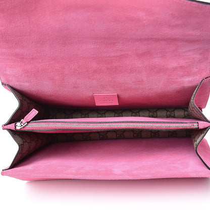 Gucci GG Supreme Monogram Suede Pierced Heart Embroidered Medium Dionysus Shoulder Bag Beige Ebony Pink Tropical Flower 7 of 19