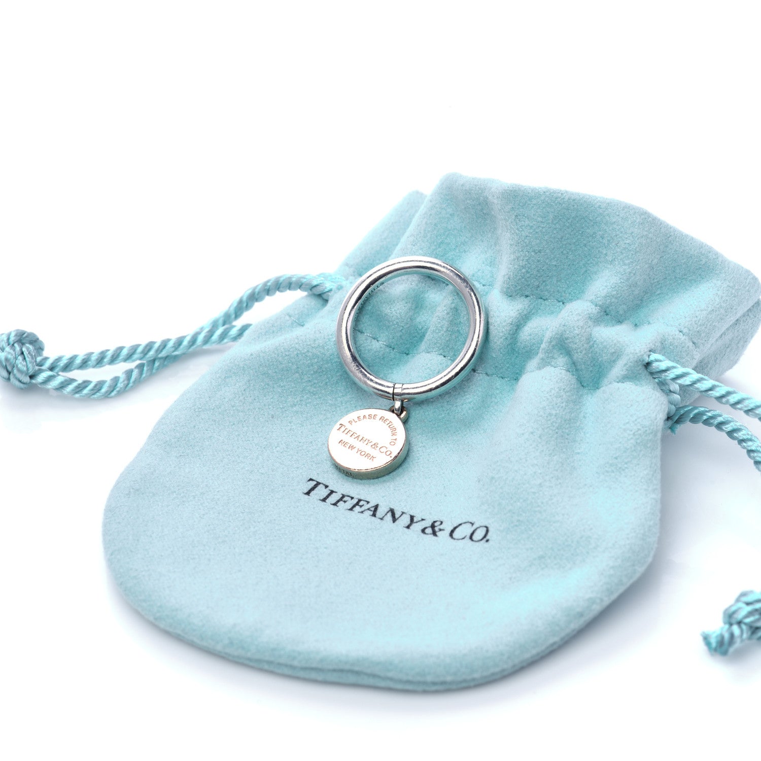 Tiffany Sterling Silver Rubedo Return to Tiffany Round Charm Ring 50 5.5 4 of 4