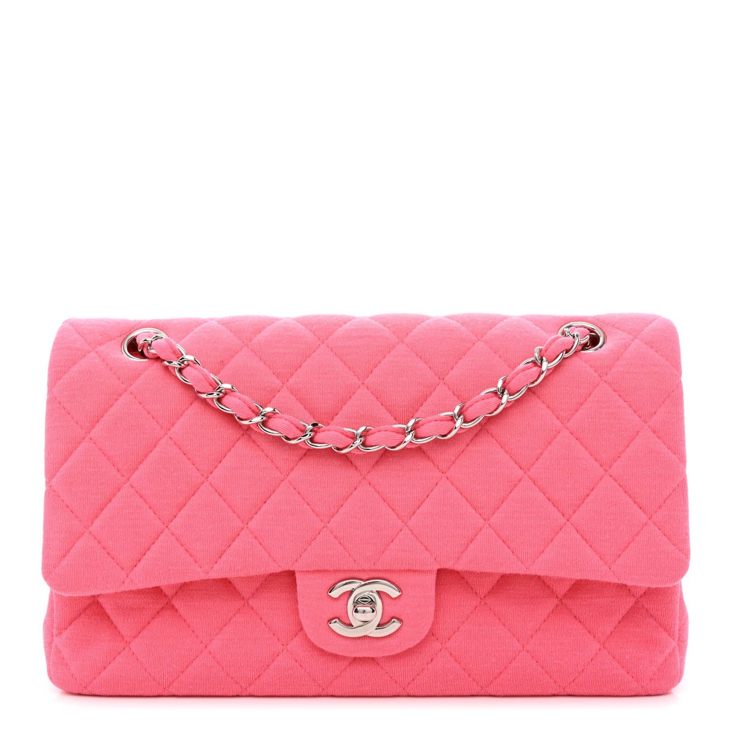 Jersey Quilted Medium Double Flap Dark Pink