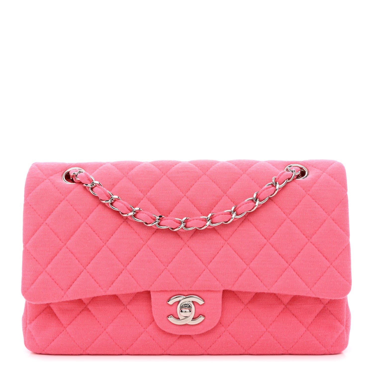 Chanel Jersey Quilted Medium Double Flap Dark Pink 1 of 10