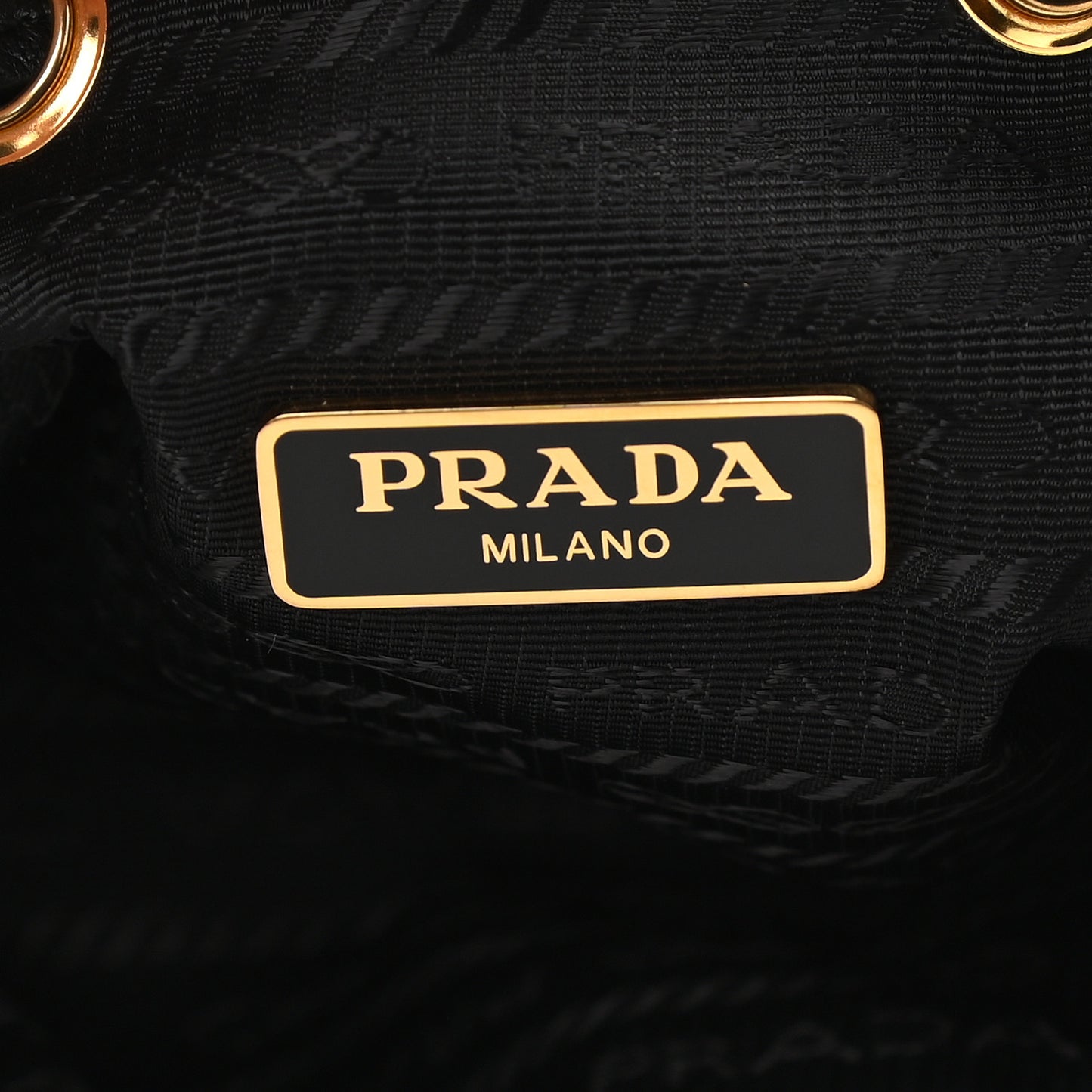 Saffiano Tessuto Nylon Mini Bucket Crossbody Bag Black