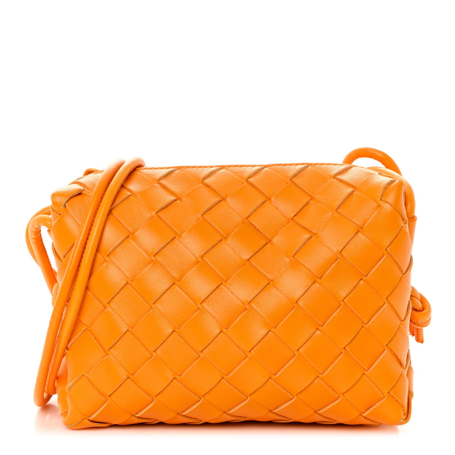 Nappa Intrecciato Small Loop Camera Bag Tangerine