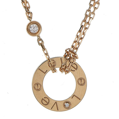 Cartier 18K Yellow Gold 2 Diamond LOVE Necklace 4 of 8