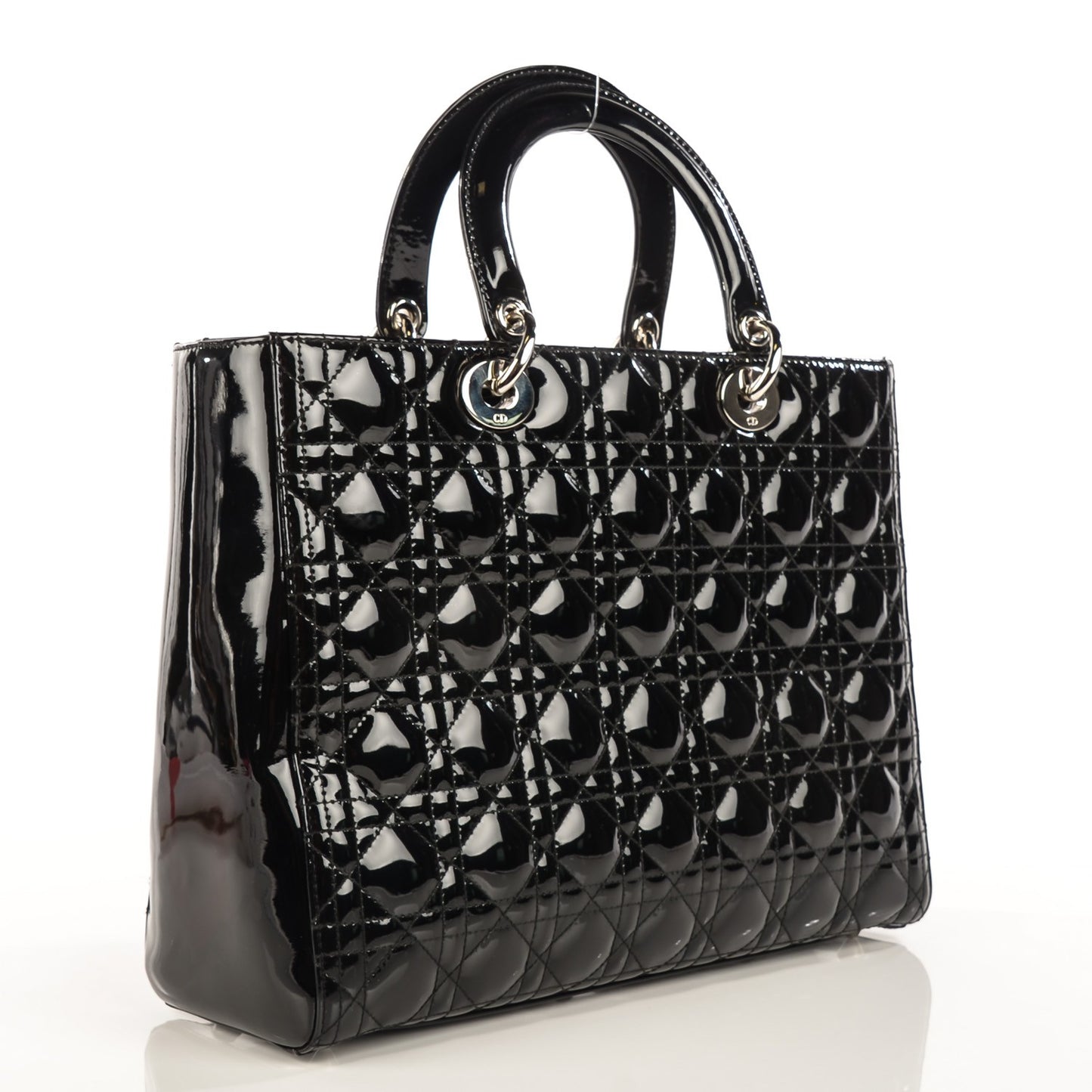 Patent Cannage Large Lady Dior Black