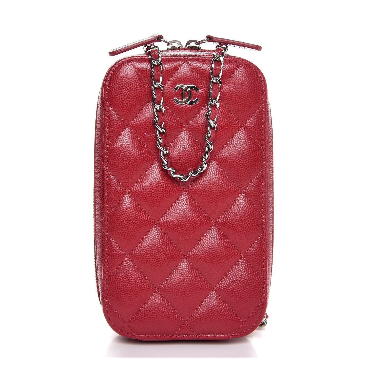 Caviar Quilted Classic Clutch With Chain Pink