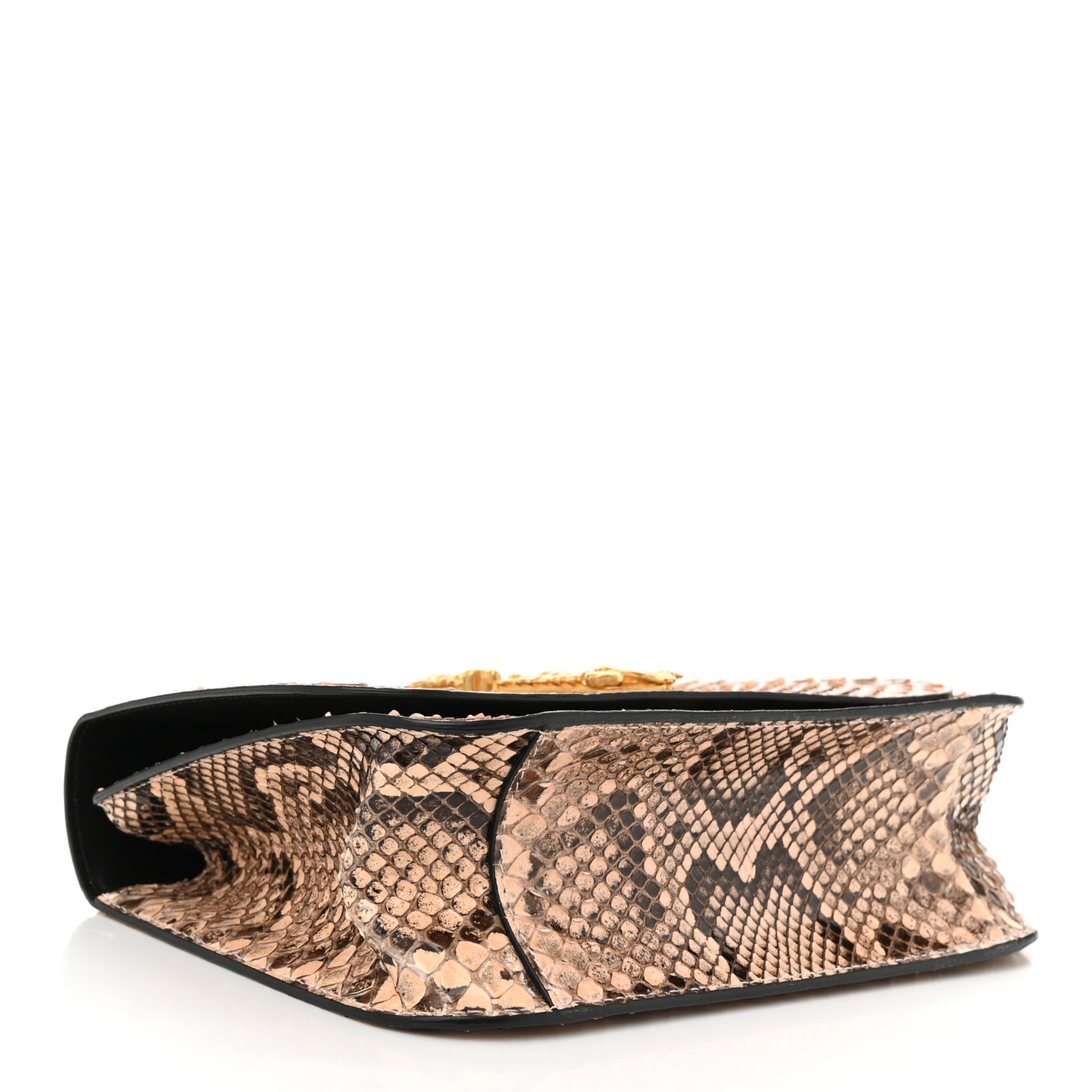 Snakeskin Virtus Top Handle Shoulder Bag Beige