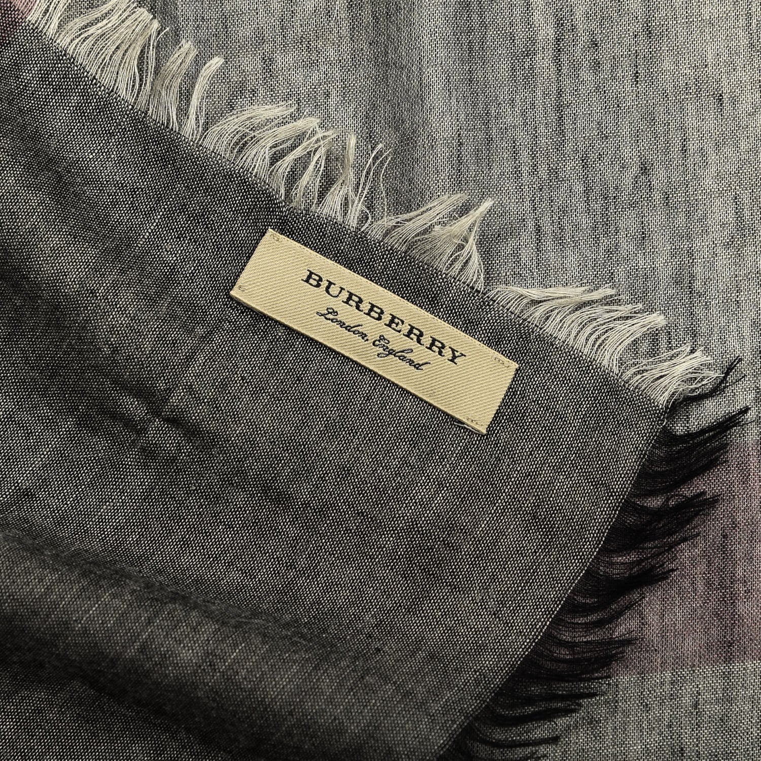 Burberry Modal Wool Relaxed Mega Check Square Scarf Dark Trench 2 of 4
