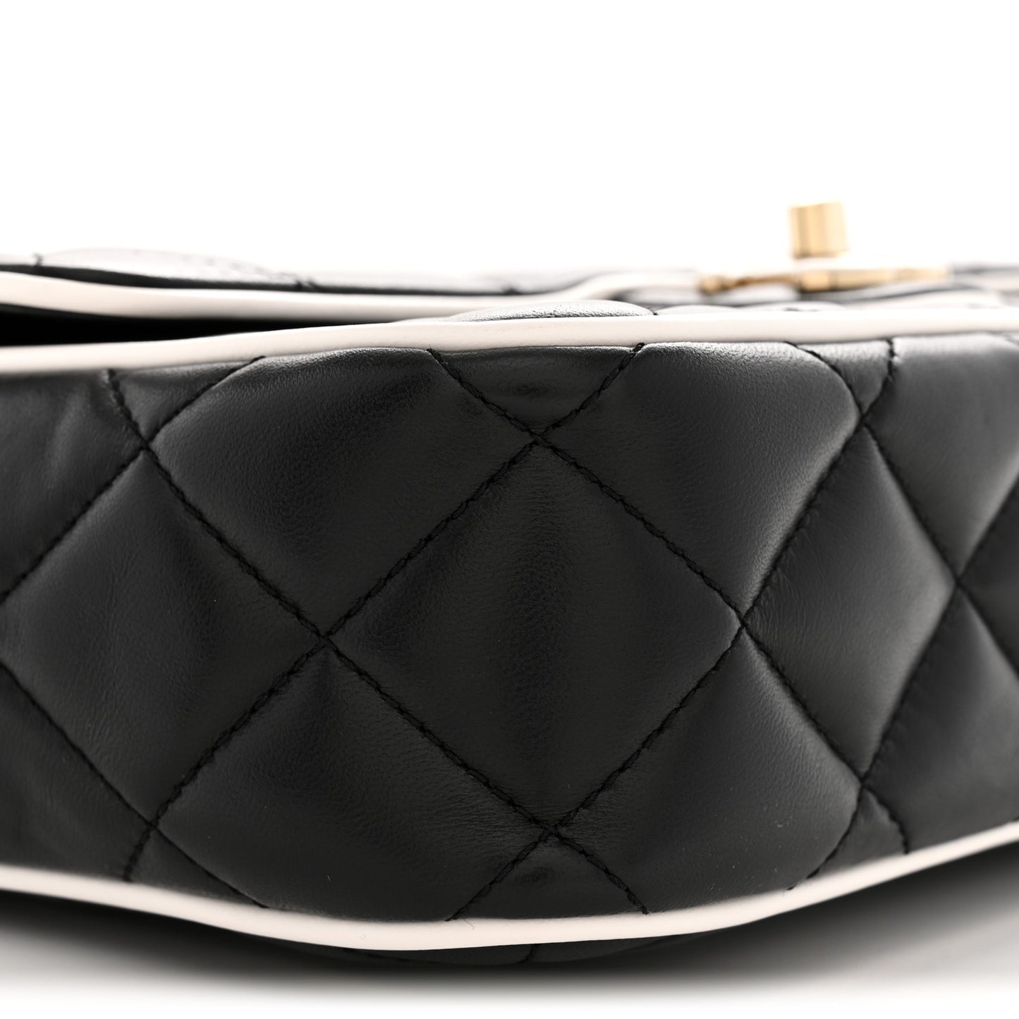 Lambskin Quilted Resin Graphic Frame Flap Bag Black White