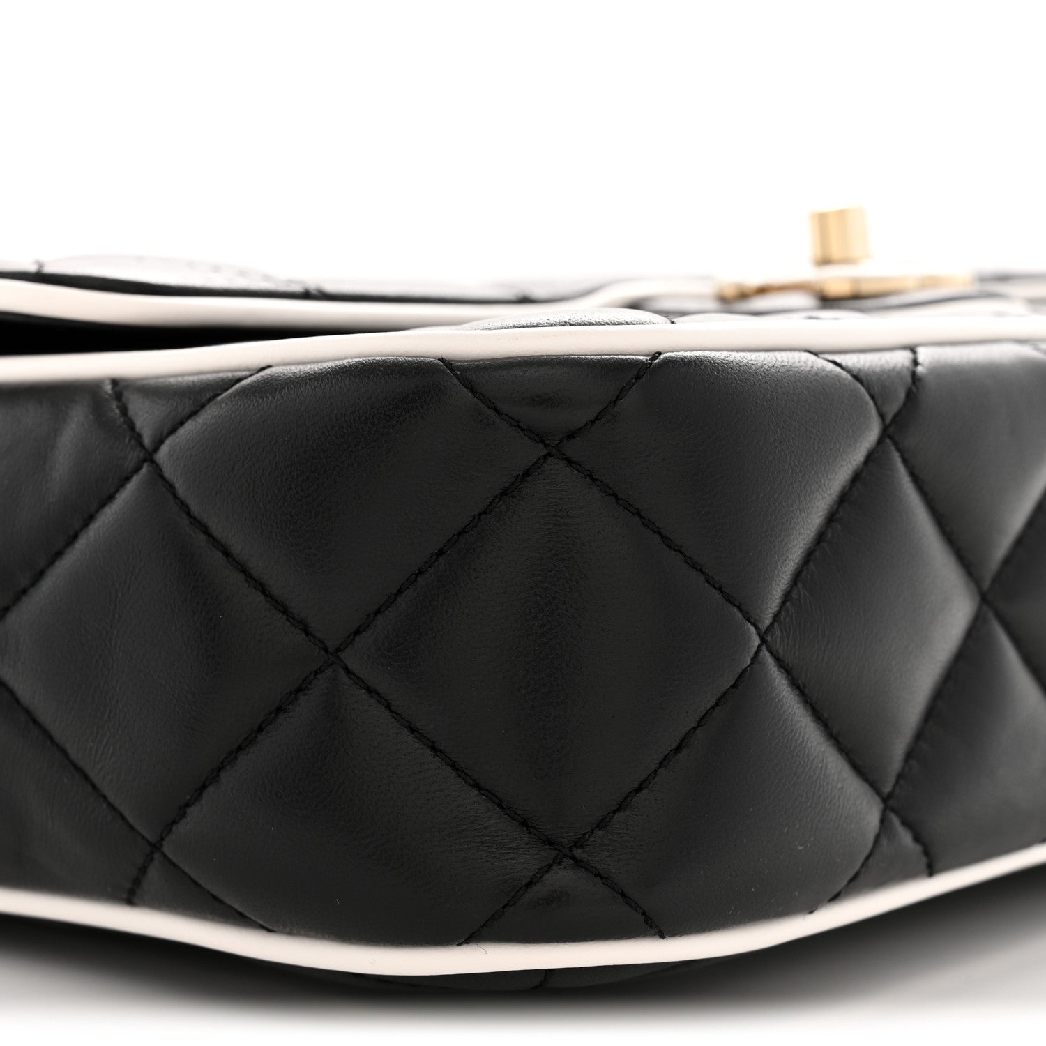 Chanel Lambskin Quilted Resin Graphic Frame Flap Bag Black White 9 of 11