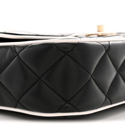 Chanel Lambskin Quilted Resin Graphic Frame Flap Bag Black White 9 of 11