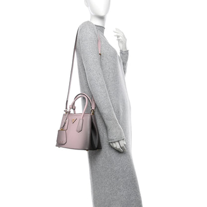 Prada Saffiano Cuir Mini Double Bag Alabastro 2 of 9