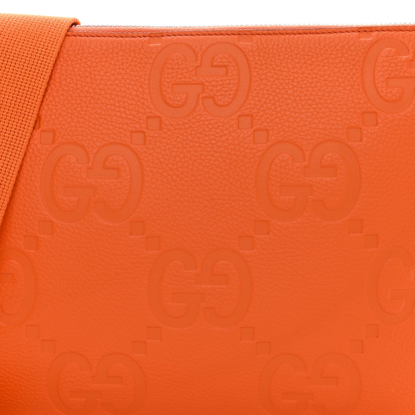 Piuma Calfskin Jumbo GG Embossed Medium Wristlet Messenger Bag Orange