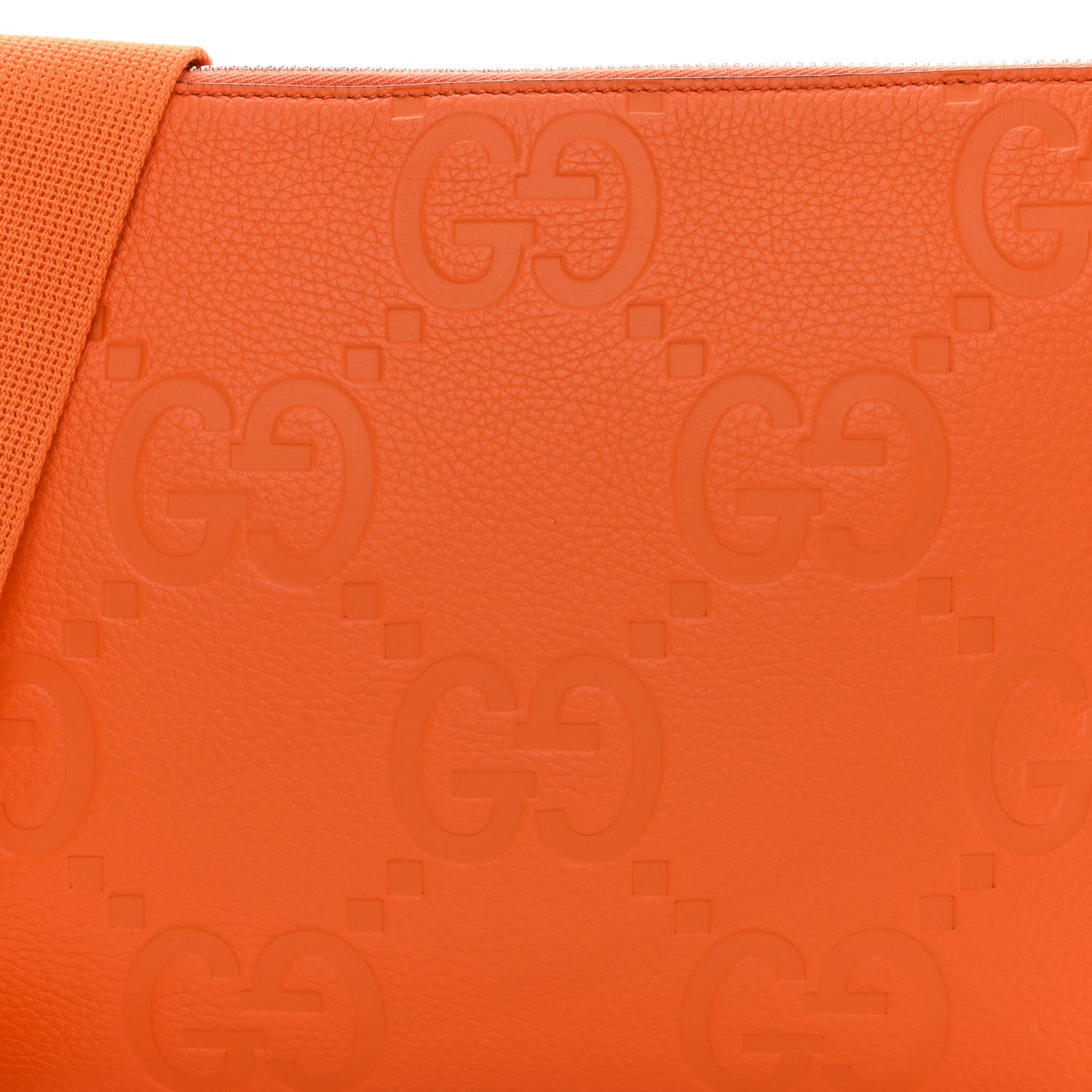 Gucci Piuma Calfskin Jumbo GG Embossed Medium Wristlet Messenger Bag Orange 8 of 10