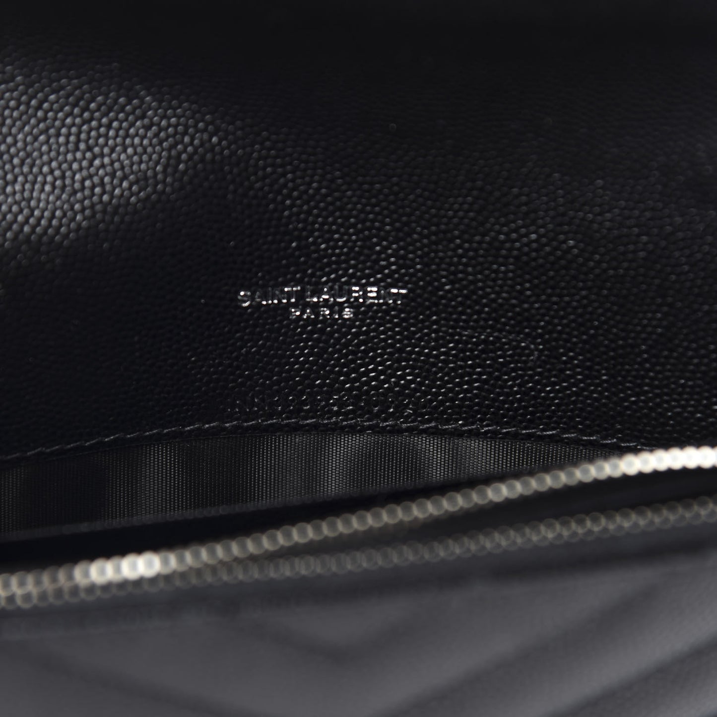 Grain De Poudre Matelasse Chevron Monogram Envelope Chain Wallet Black