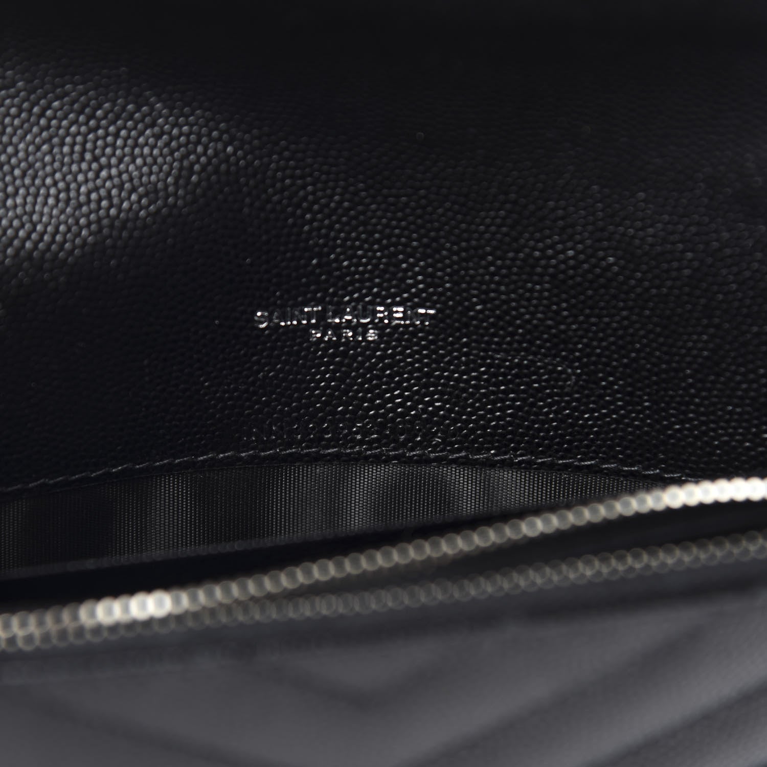Saint Laurent Grain De Poudre Matelasse Chevron Monogram Envelope Chain Wallet Black 9 of 11