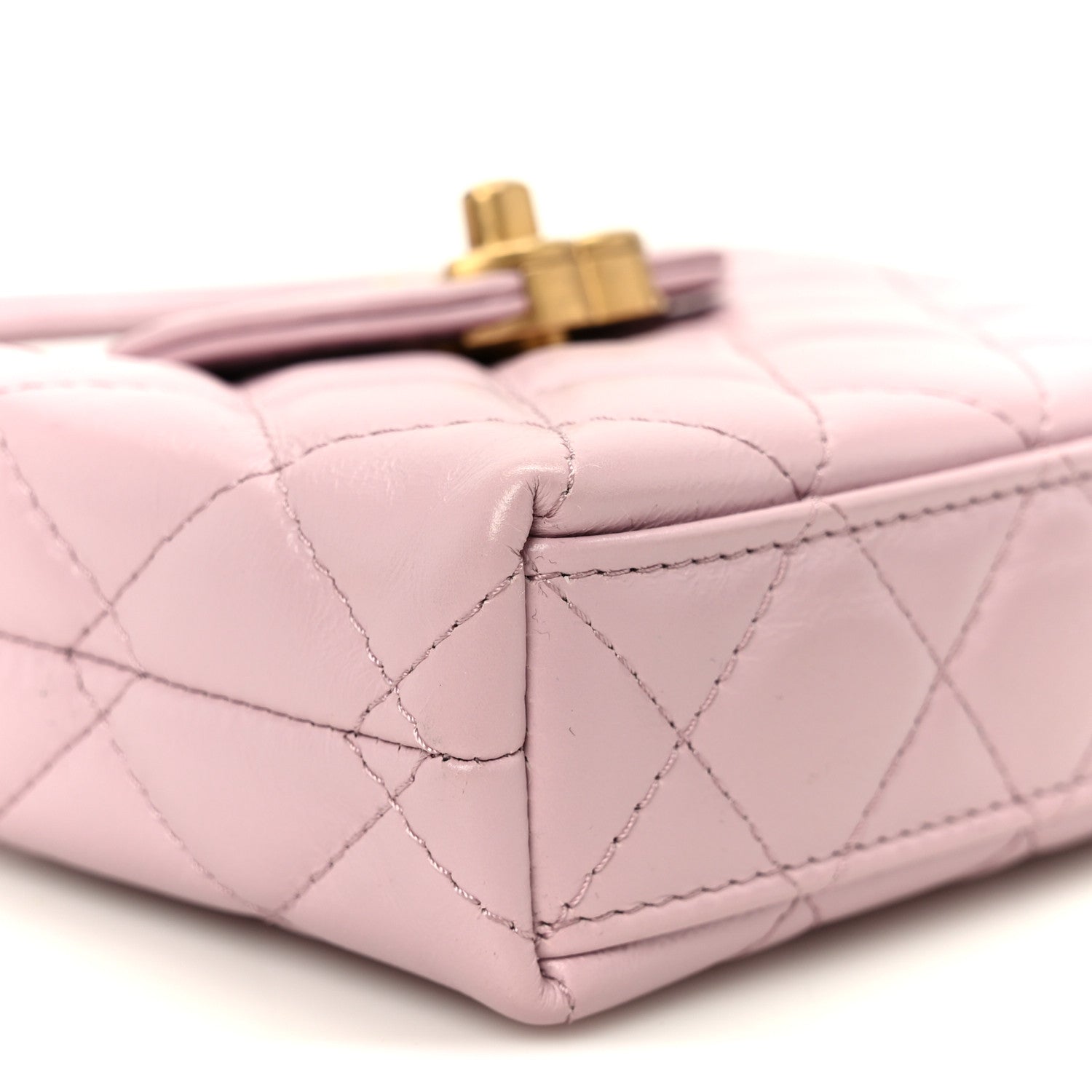 Chanel Shiny Aged Calfskin Quilted Mini Nano Kelly Shopper Light Pink 9 of 11